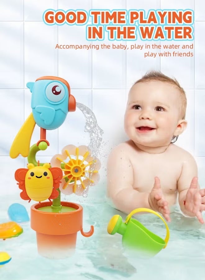 Baby Bath Toy, Toddler Bathtub Toys with Suction Cup, Cartoon Bird Turn Fun Water Shower Sprinkler Toy,  Kids Water Spinner for Tub Pool, Bathtime Bathroom Toys Birthday Gifts for Girls Boys, Bath Toys for Toddler - Image 4